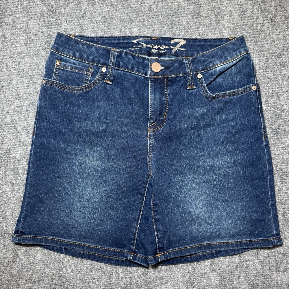 Seven7 Women's Jeans Weekend Short Size 4‎ Blue Denim Jean Short 7" Inseam